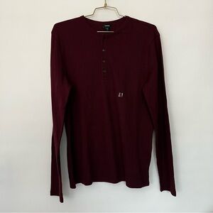 Express Waffle Knit Henley Shirt Size Medium Burgundy Maroon Long Sleeve New